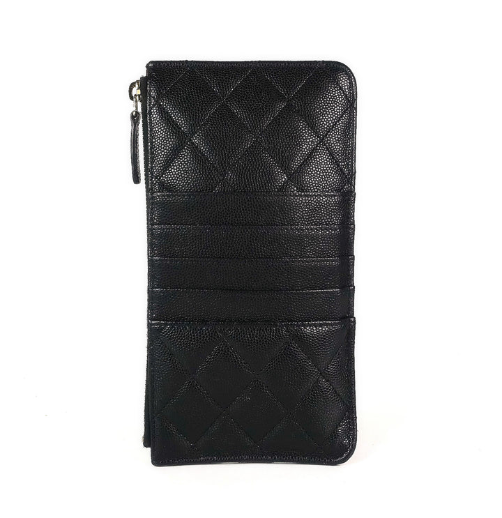 quilted caviar leather classic flat wallet