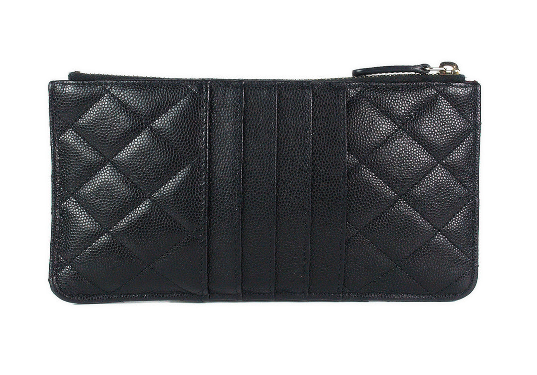 quilted caviar leather classic flat wallet