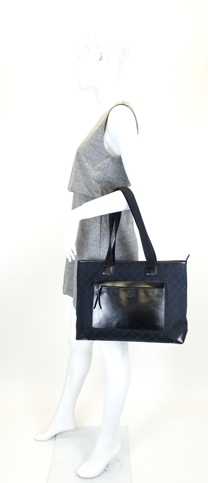 east west monogram canvas front pocket tote bag