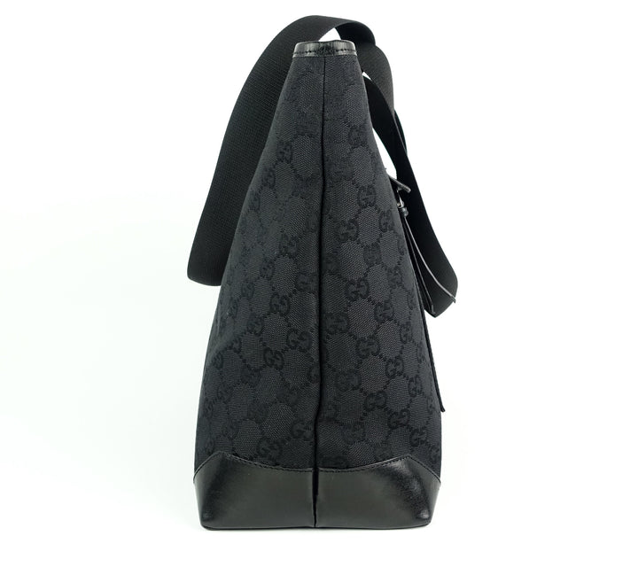 east west monogram canvas front pocket tote bag