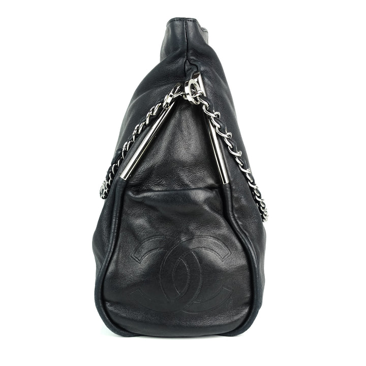 smooth lambskin leather cc pull tab tote bag