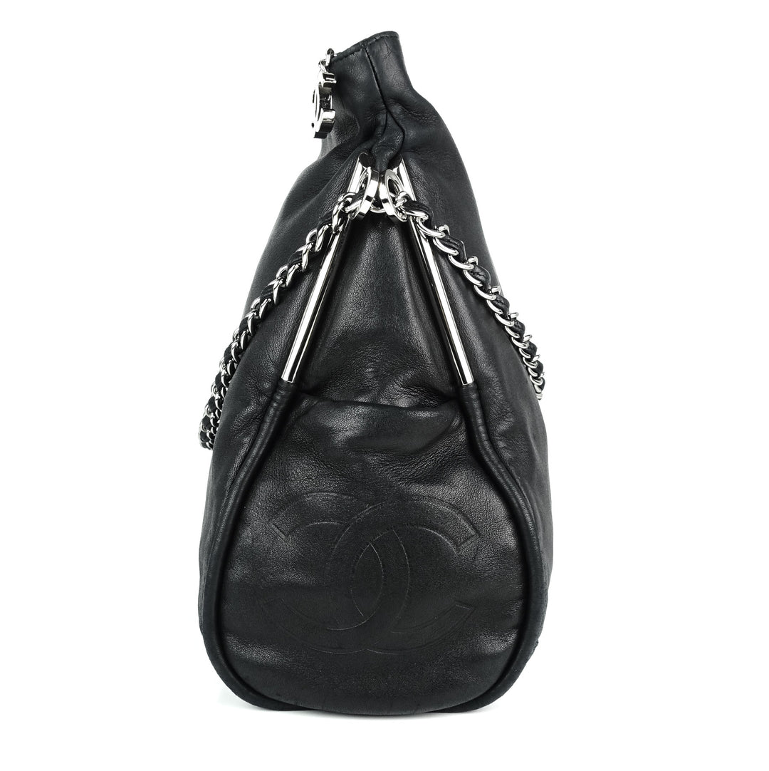 smooth lambskin leather cc pull tab tote bag
