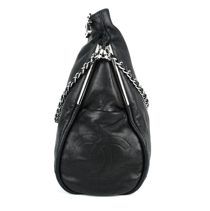 smooth lambskin leather cc pull tab tote bag