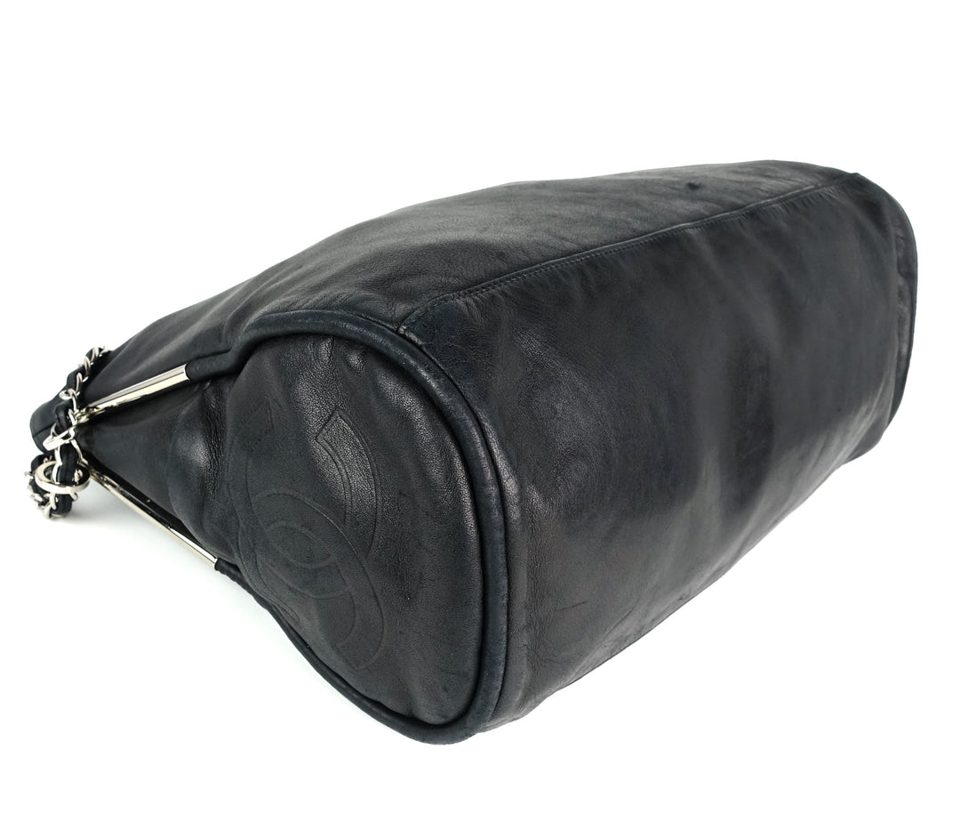 smooth lambskin leather cc pull tab tote bag