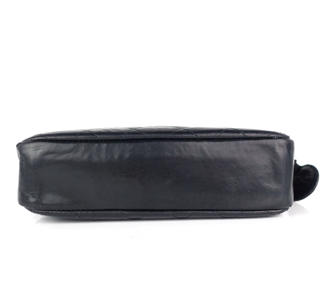 quilted lambskin leather top zip bag
