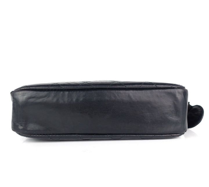 quilted lambskin leather top zip bag