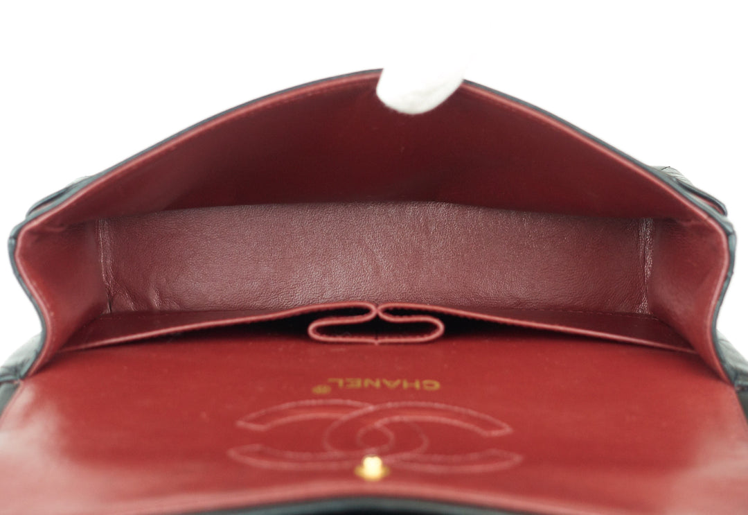 double flap quilted lambskin leather shoulder bag