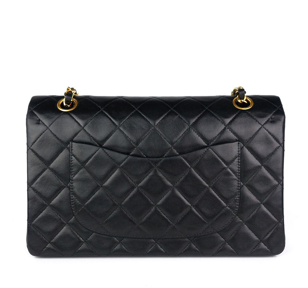 double flap quilted lambskin leather shoulder bag