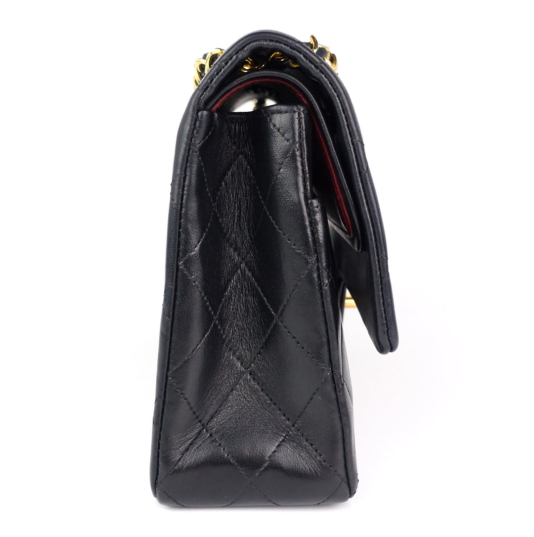 double flap quilted lambskin leather shoulder bag