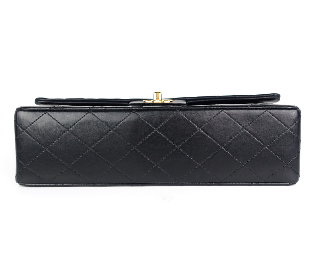 double flap quilted lambskin leather shoulder bag