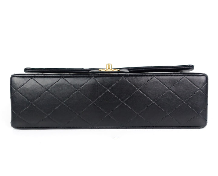 double flap quilted lambskin leather shoulder bag