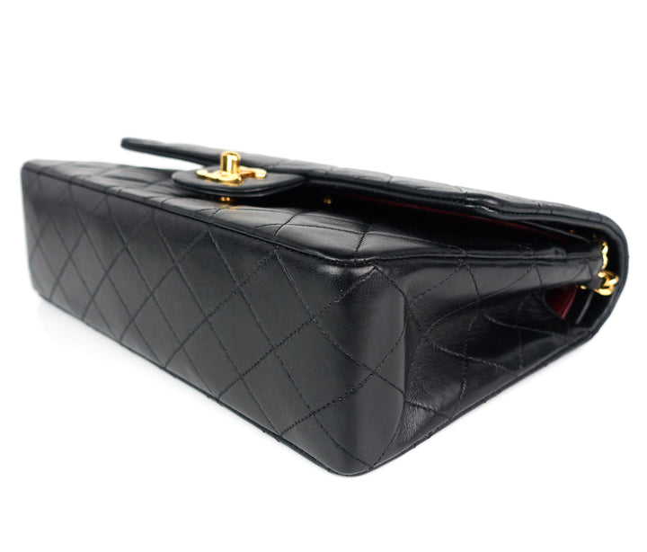 double flap quilted lambskin leather shoulder bag