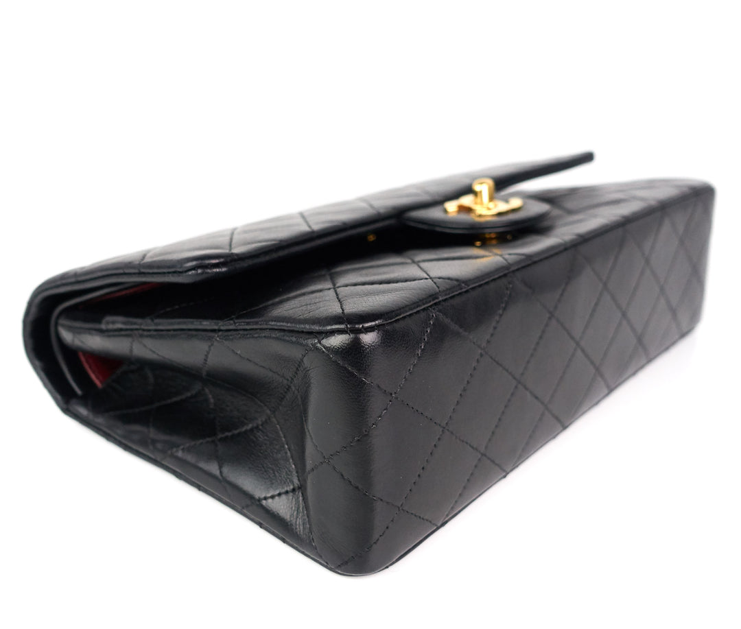 double flap quilted lambskin leather shoulder bag
