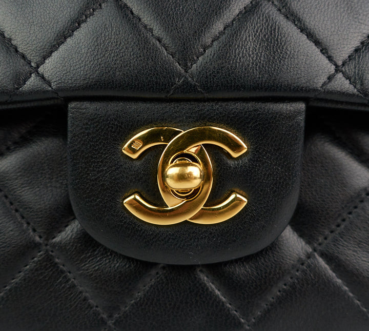 double flap quilted lambskin leather shoulder bag