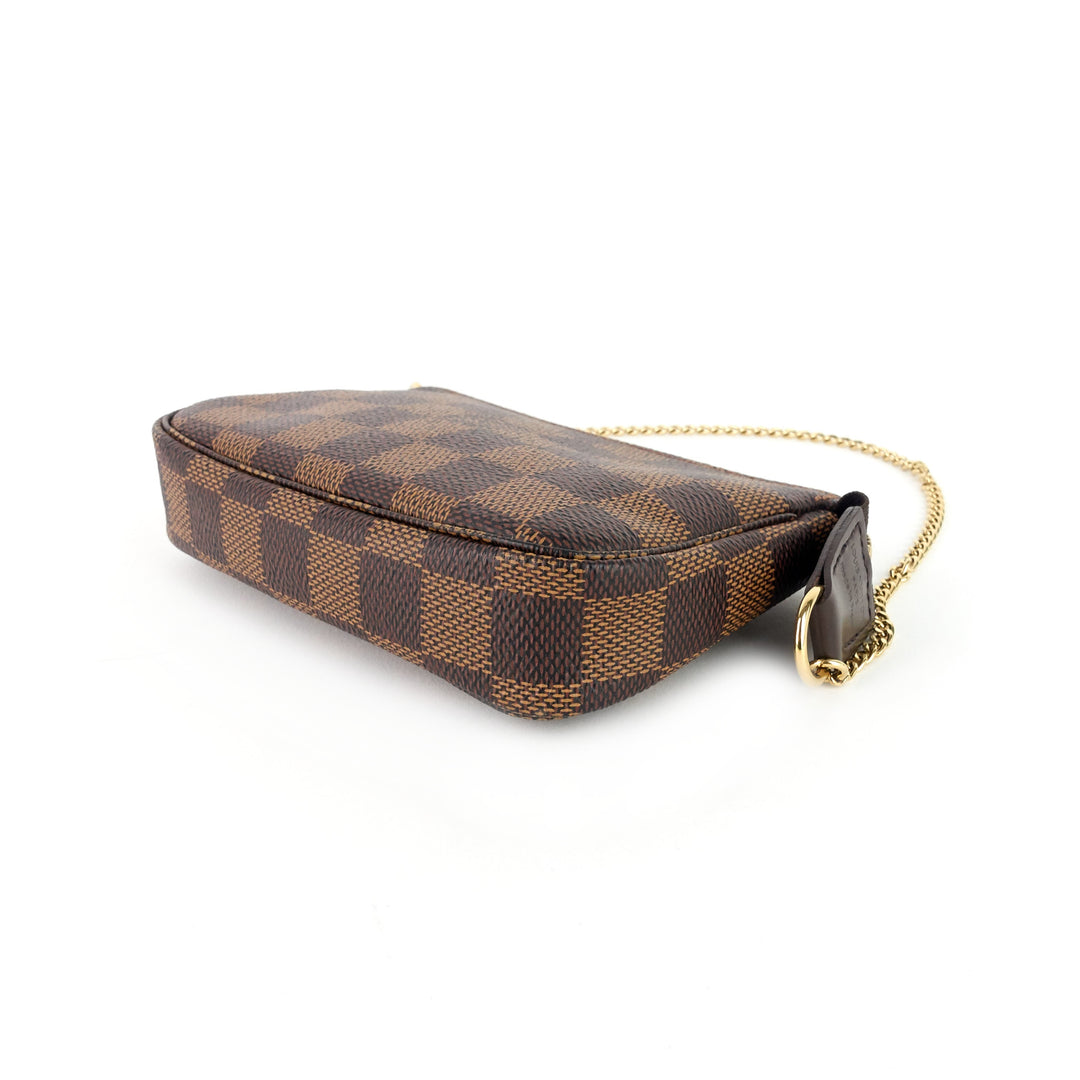 pochette accessoires mini damier ebene canvas bag