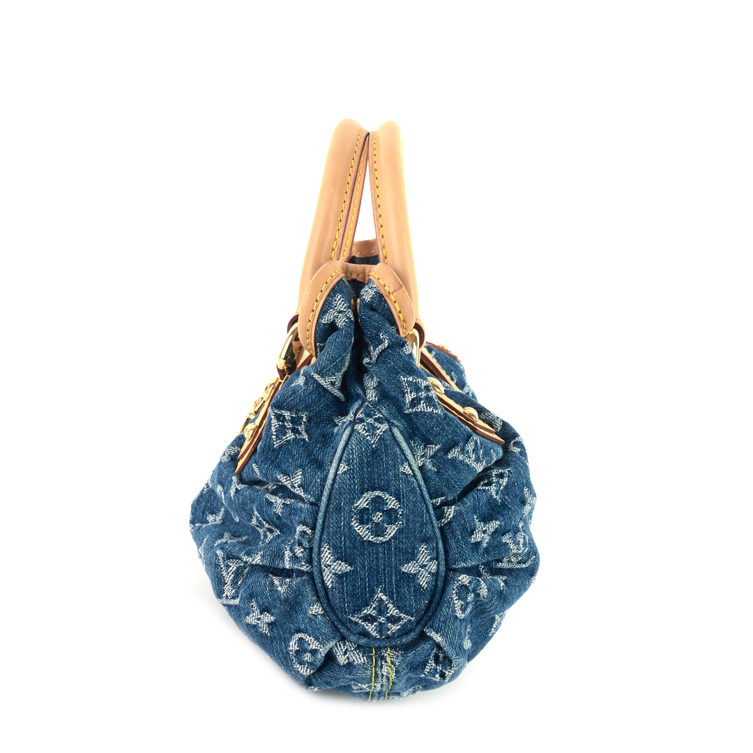 pleaty monogram denim bag