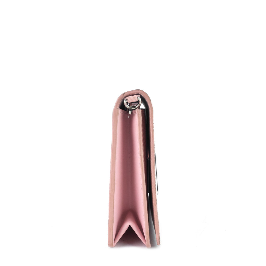 twist belt pink epi leather wallet on chain bag