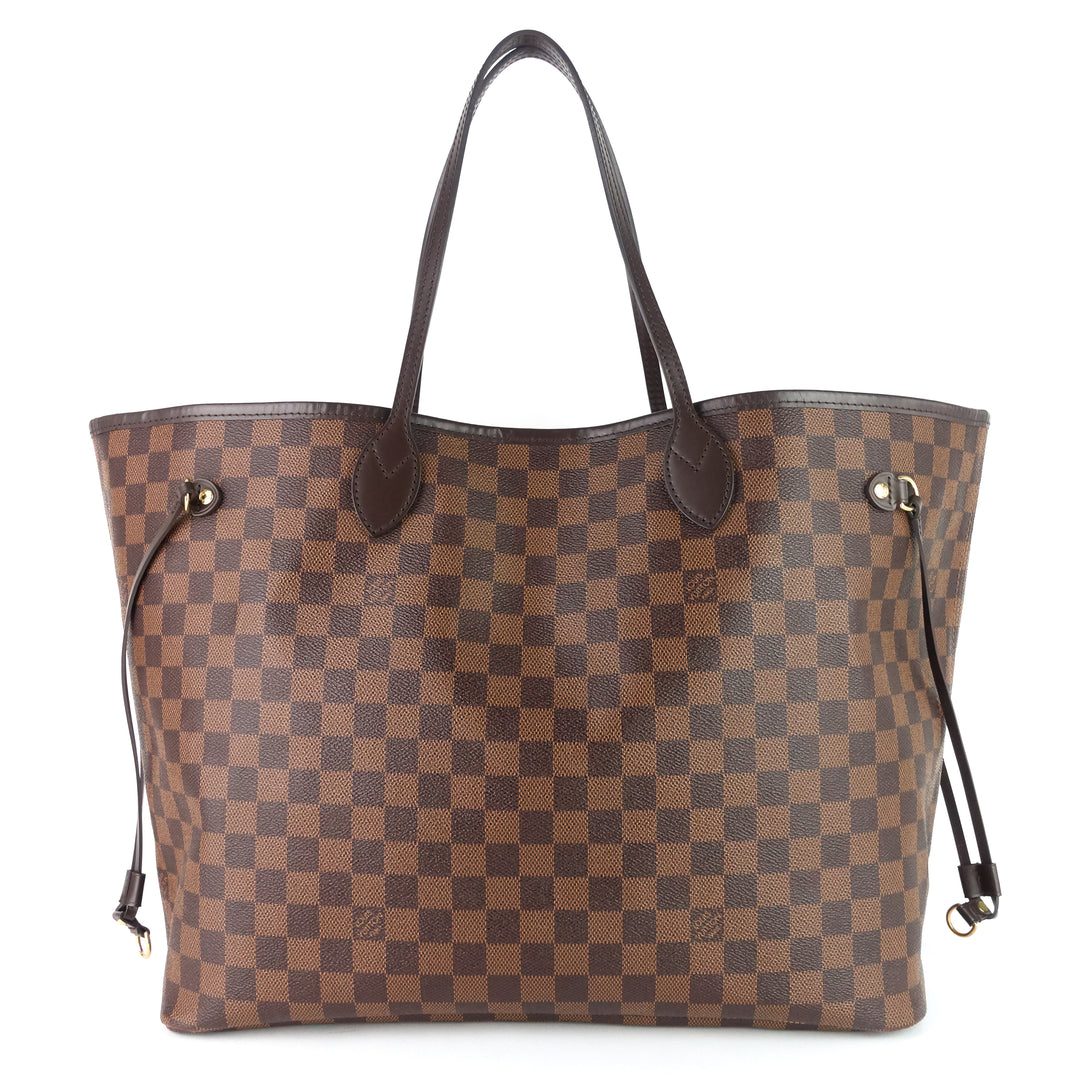 neverfull gm with pouch damier ebene tote bag