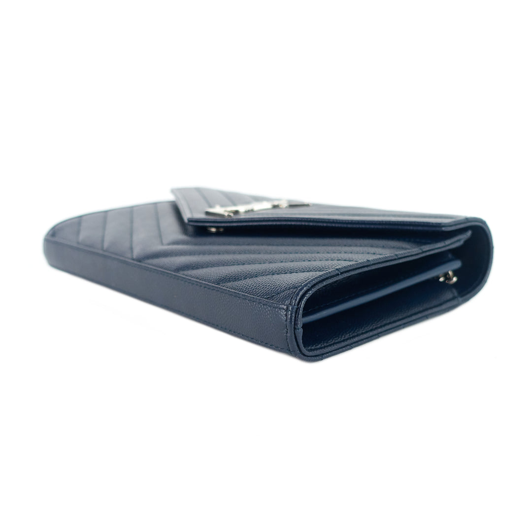 quilted grain de poudre monogram chain wallet bag