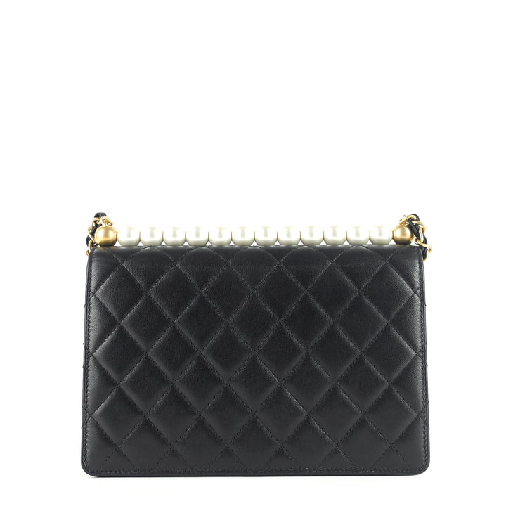 chic pearls mini lambskin leather bag