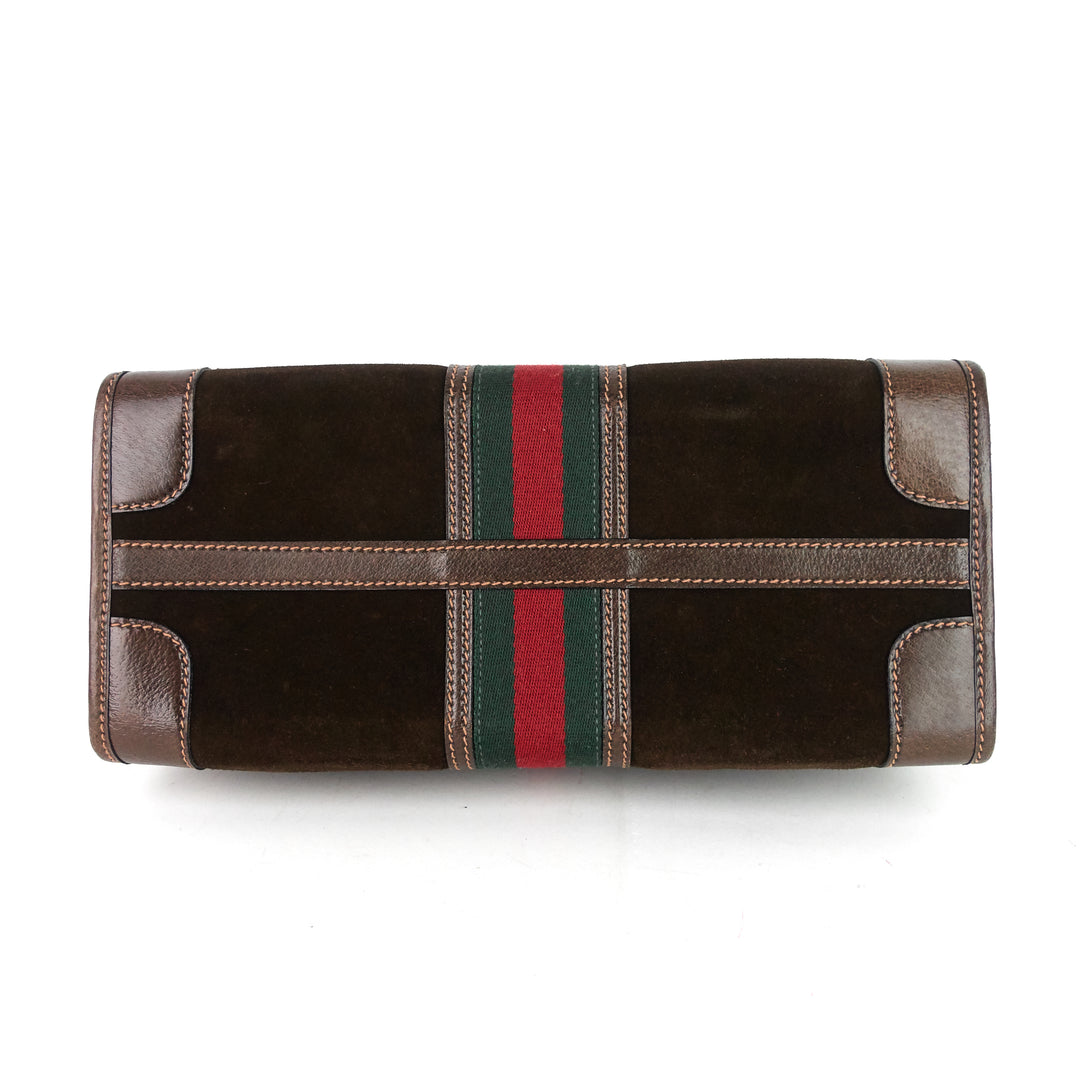 suede web stripe tote bag
