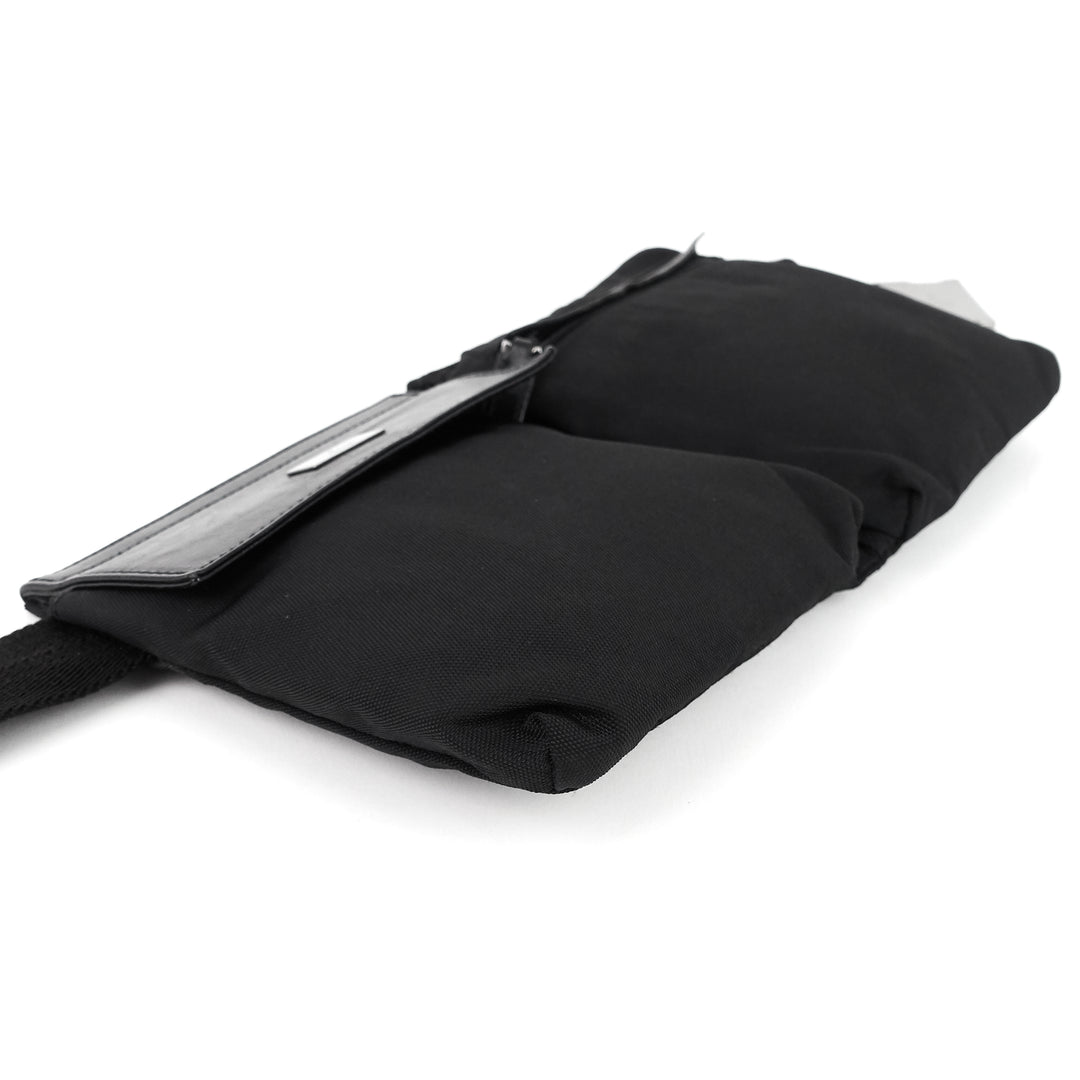 nylon and leather belt bag