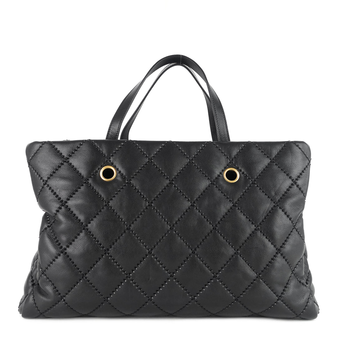 retro chain large calfskin leather shopping tote bag