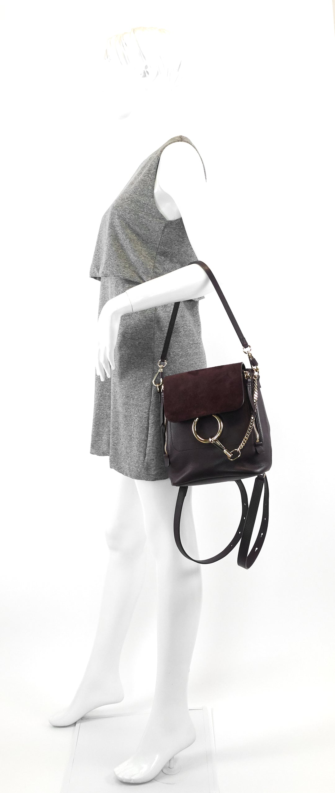 faye small calf and suede backpack