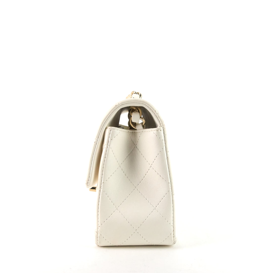 classic single flap mini lambskin leather bag