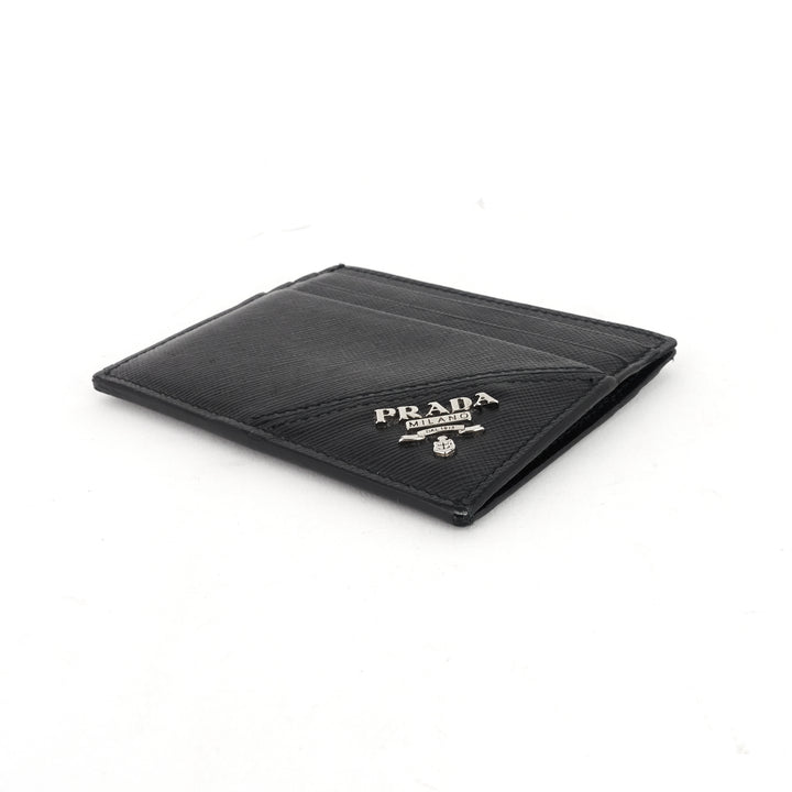 logo saffiano leather card holder