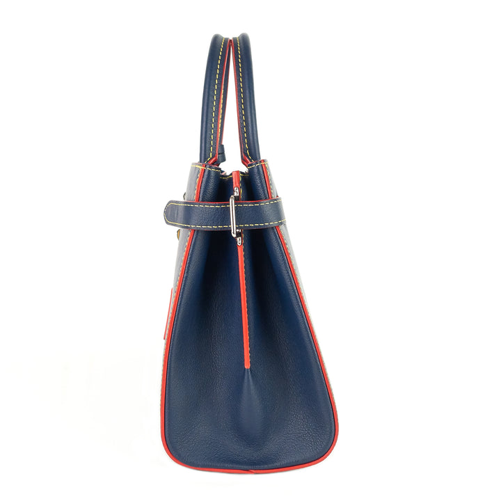 twist blue epi leather tote bag
