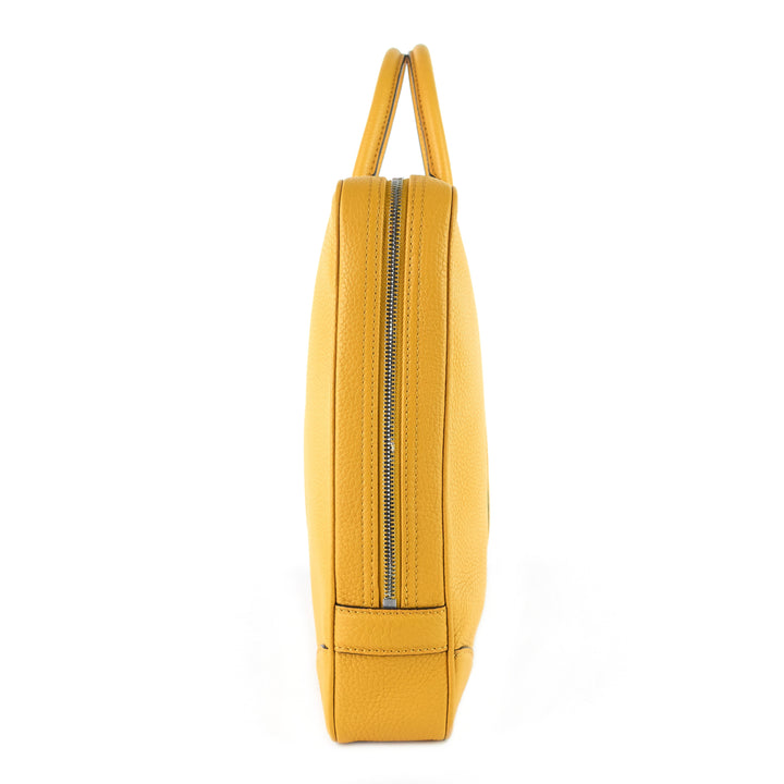 porte-documents voyage pm yellow taurillon leather briefcase bag