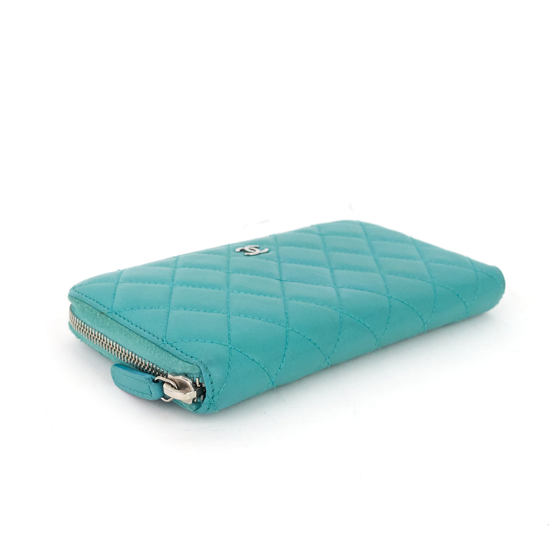 classic zip around large lambskin wallet