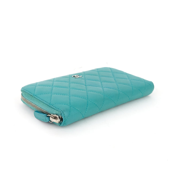 classic zip around large lambskin wallet