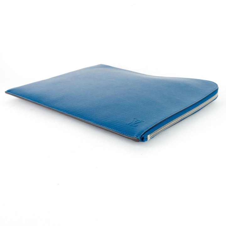 pochette jour pm blue epi leather clutch bag