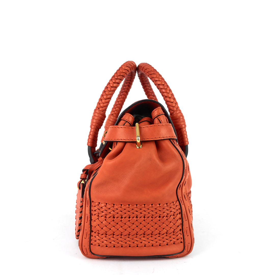 leather 'handmade' medium top handle bag