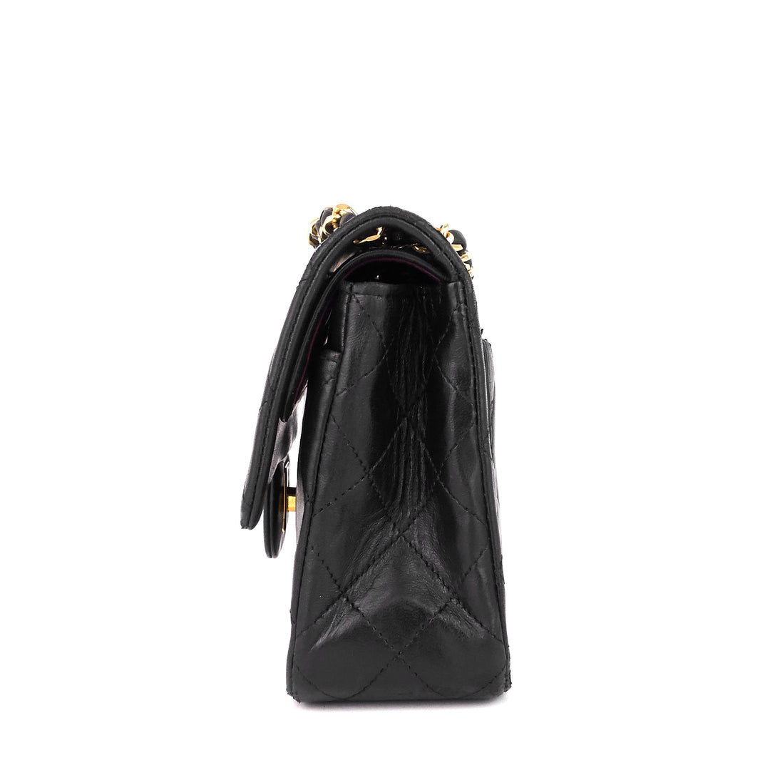 vintage double flap small lambskin leather bag