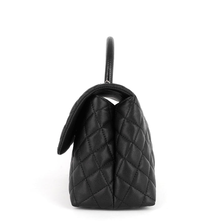cc coco small caviar and lizard-embossed calfskin top handle bag