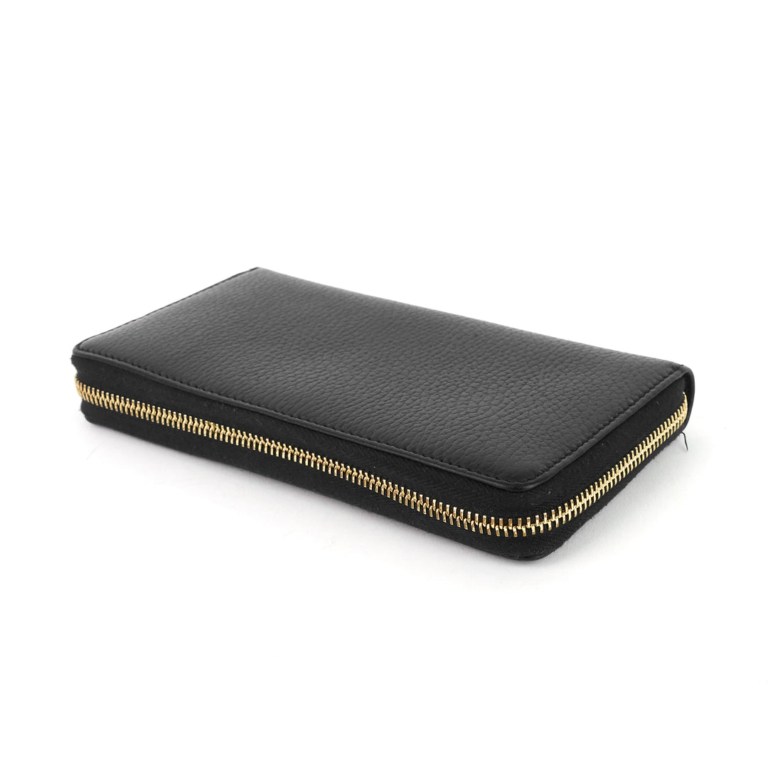 zip around grained calfskin wallet