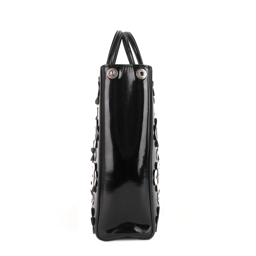 convertible spazzolato leather flower appliqué tote bag