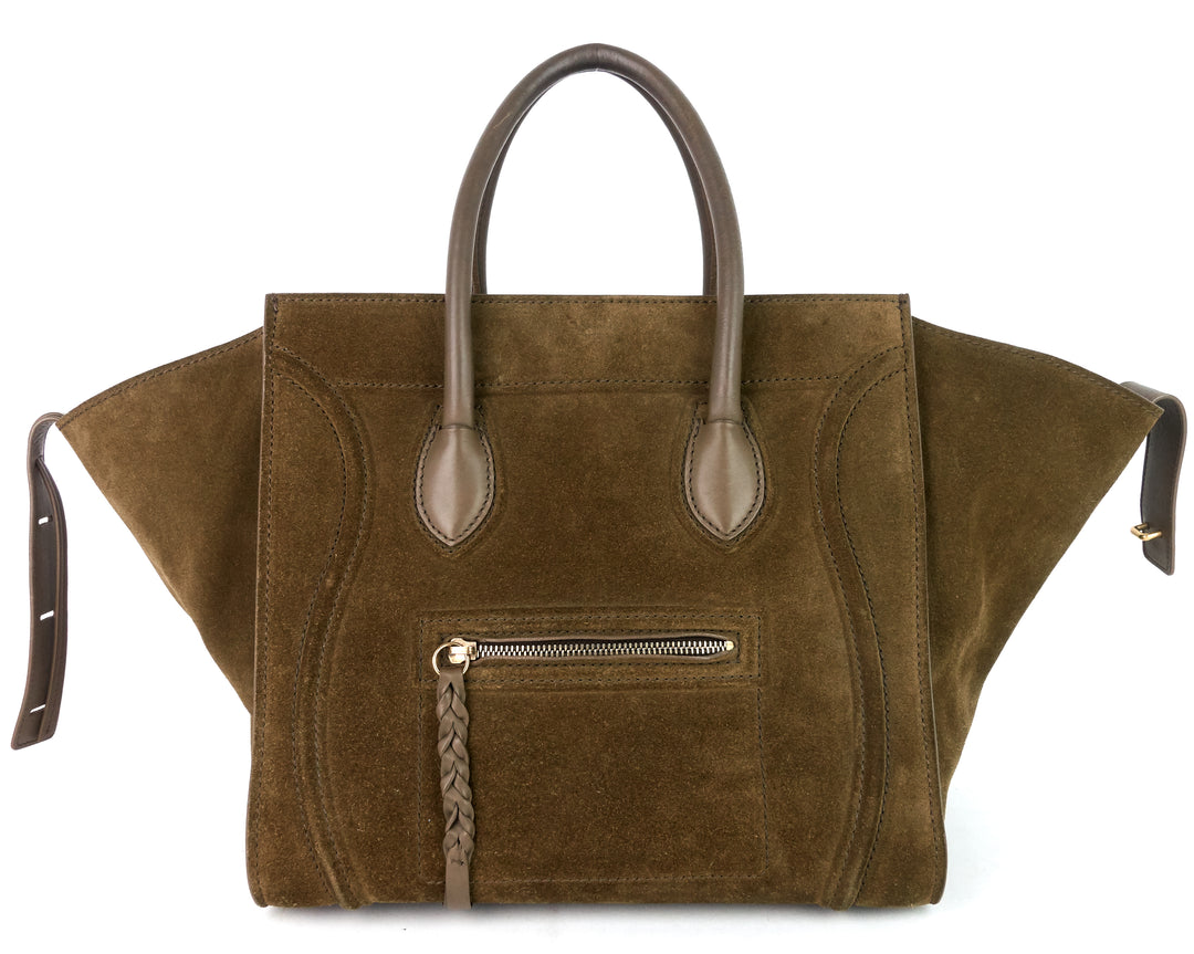 phantom medium khaki suede tote bag