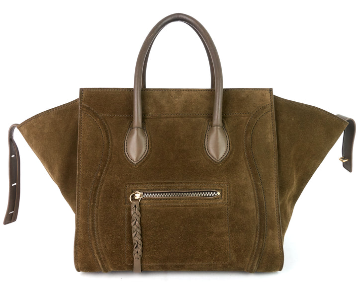 phantom medium khaki suede tote bag