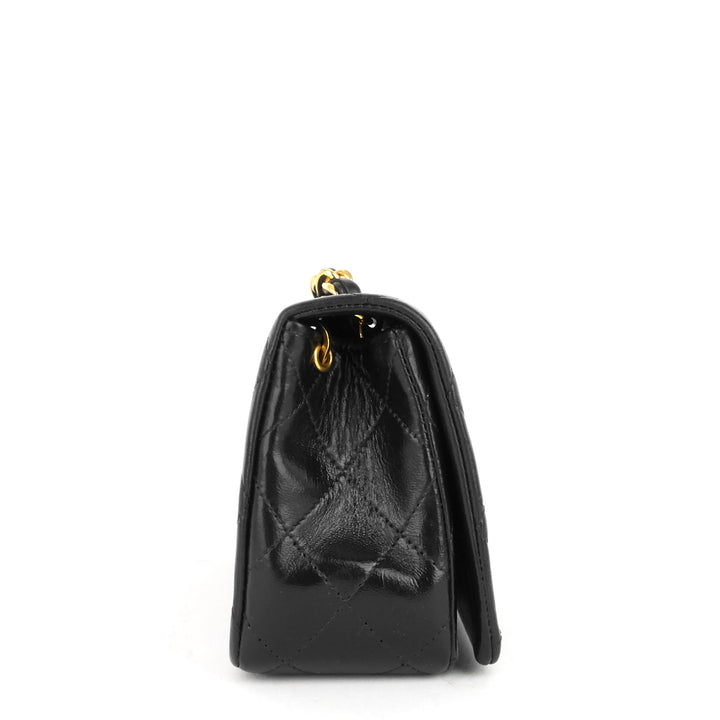 lambskin leather small single flap bag