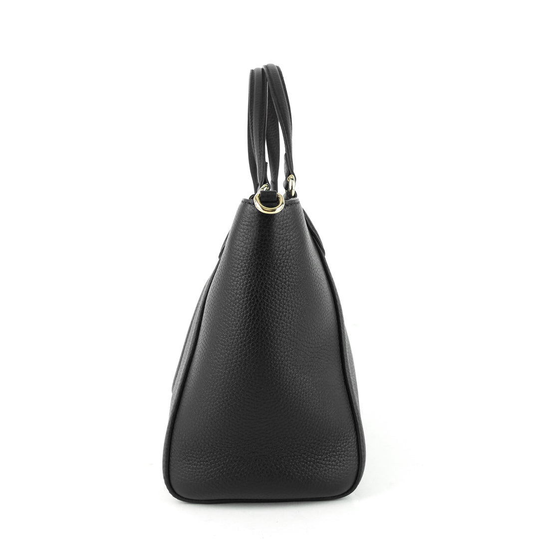 soho pebbled leather small top handle tote bag