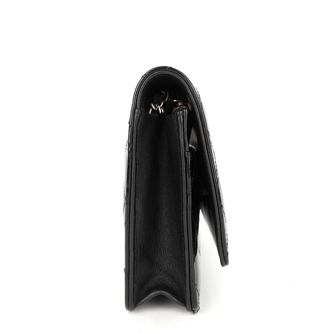 patent leather wallet on chain bag