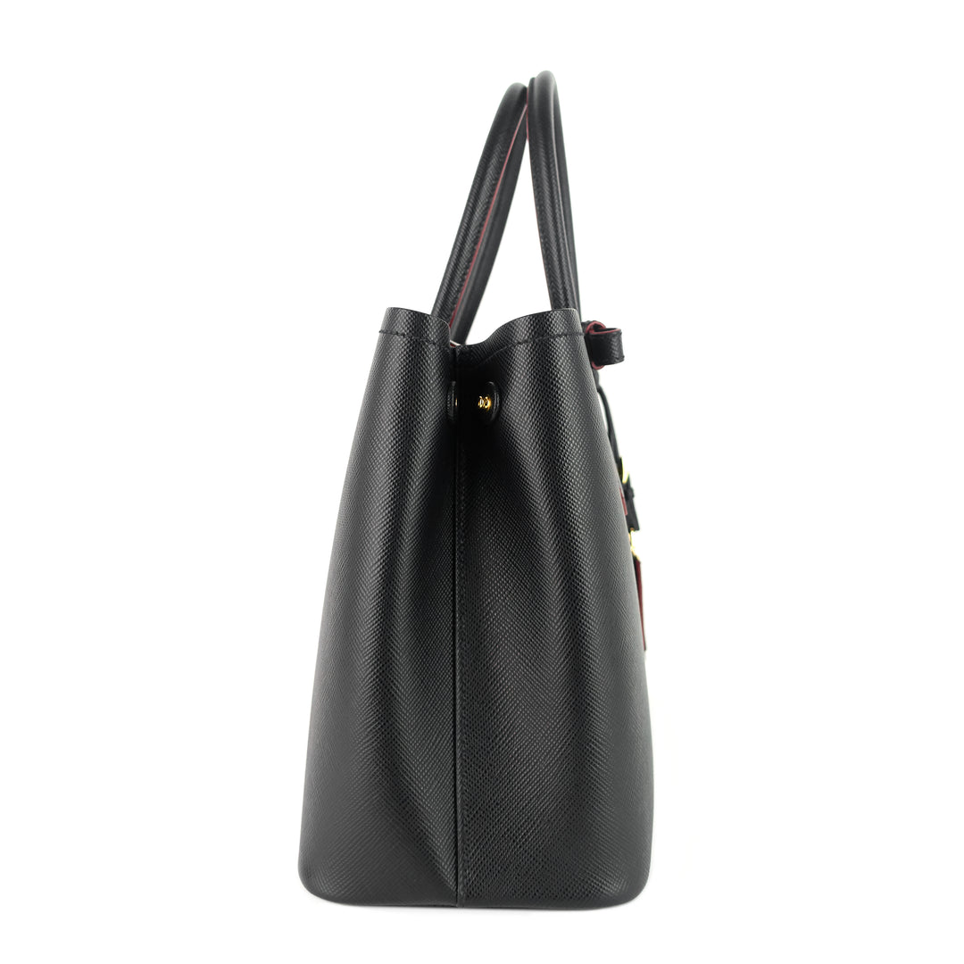 double medium saffiano cuir leather tote bag