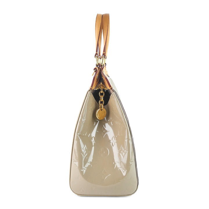 brea mm beige poudre monogram vernis leather bag