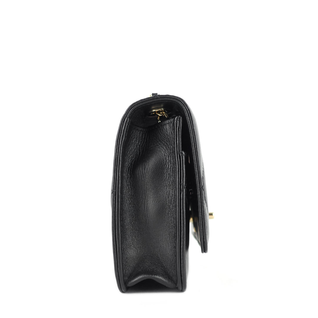 trendy large lambskin leather wallet on chain bag