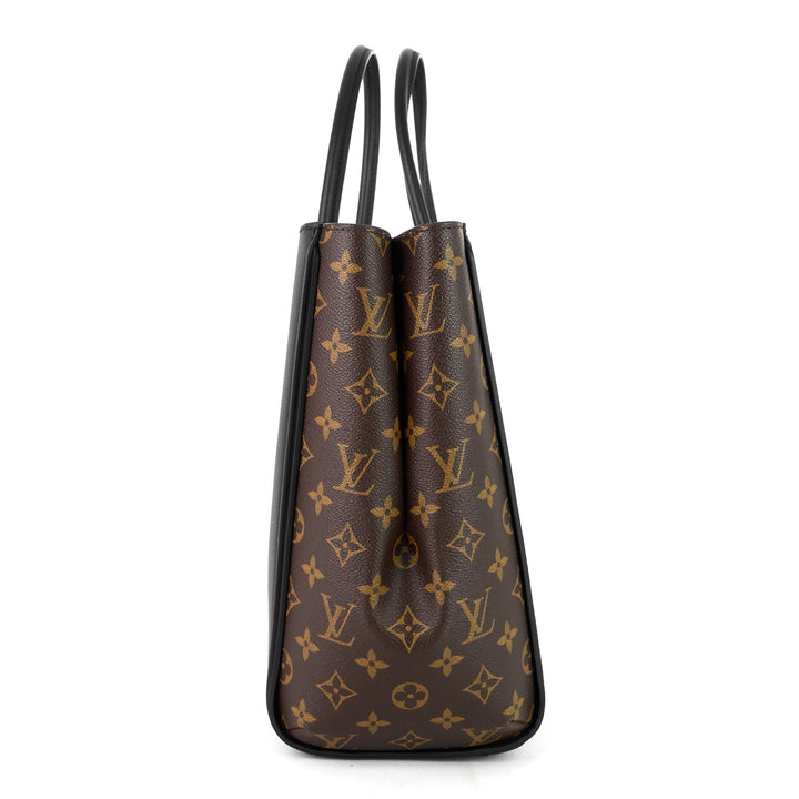 kimono monogram canvas and black leather bag