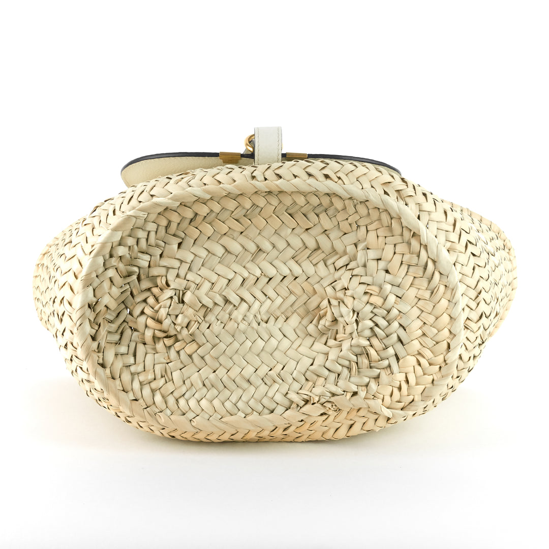 marcie raffia and calfskin basket bag